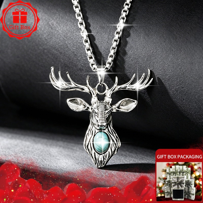 Elk Bugle Call - Collana con Ciondolo Vintage a Testa